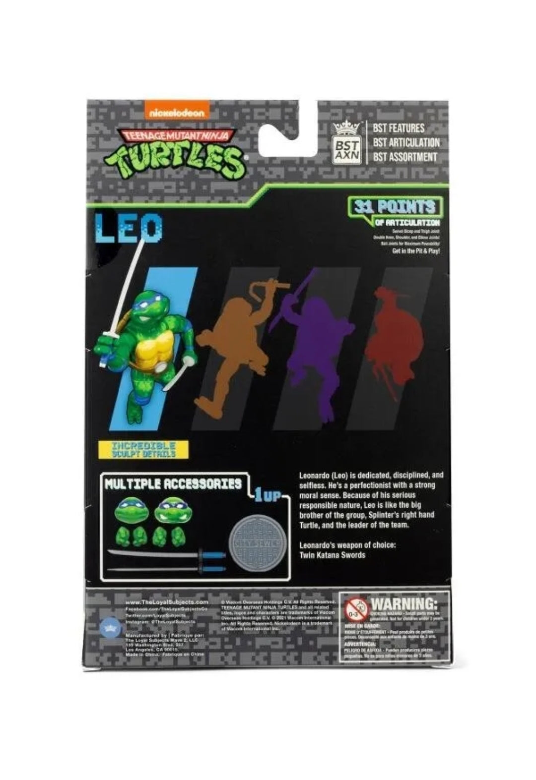Teenage Mutant Ninja Turtles BST AXN Action Figure NES 8-Bit Leonardo Exclusive