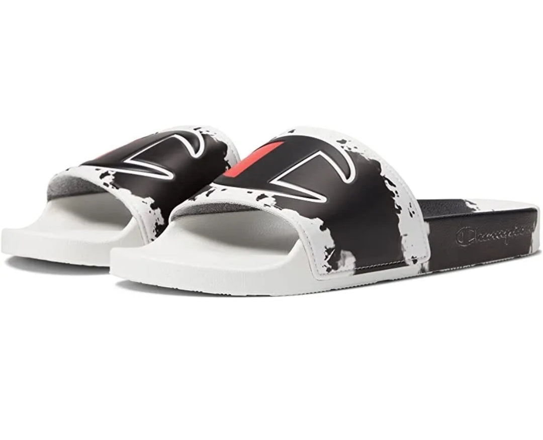 Champion IPO Surf Turf Slides Black White Sandals Men