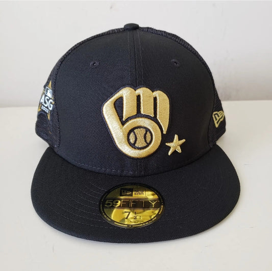 Milwaukee Brewers Hat Cap Fitted 7 1/2 Black New Era 2022 MLB All-Star Game